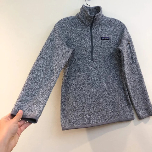 Patagonia Grey Tight Knit Quarter Zip Outdoor Polyester Pullover Jacket XS - Picture 3 of 9